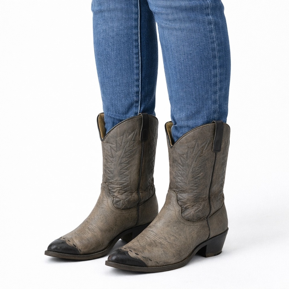 Size 10 Laredo Women’s Vintage Distressed Leather Cowboy Boots Western Mid Calf